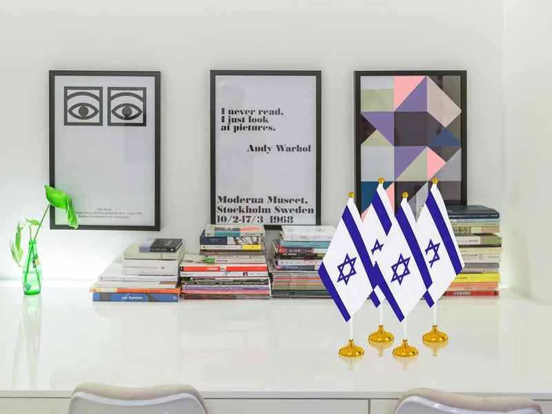 WXTWK 12 Pack Israel Flag israeli Desk Flag Small Mini israeli Table Flags With Stand Base,Home Office Festival Events Celebration Decorations - Image 5